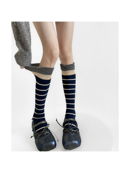 Rufia - Color Block Striped Mid-Calf Socks