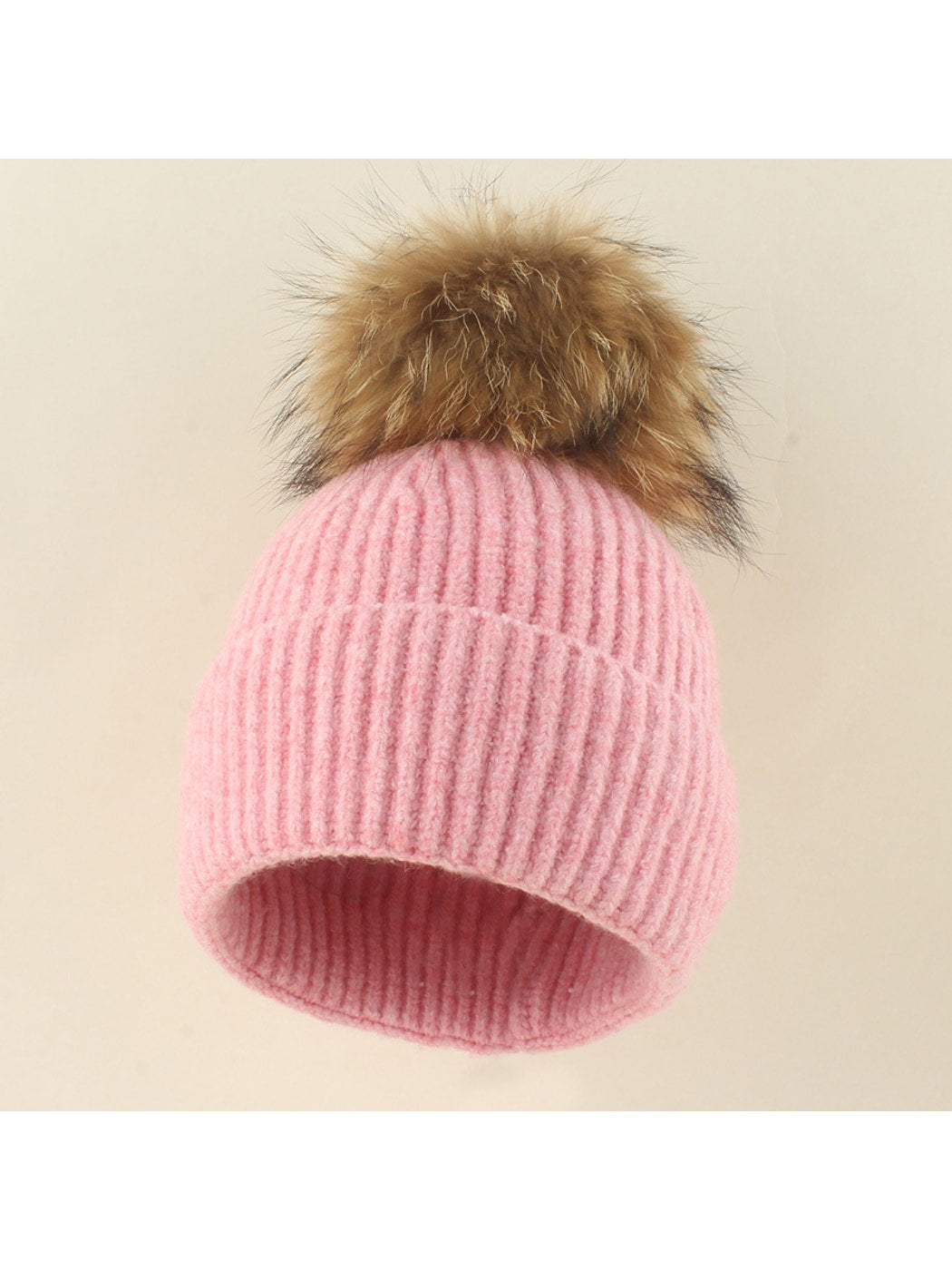 Haila - Brimless Ribbed Pom Pom Winter Knit Beanie