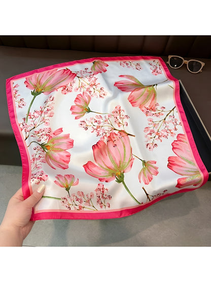 Scarvii - Floral Border Print Styling Square Scarf