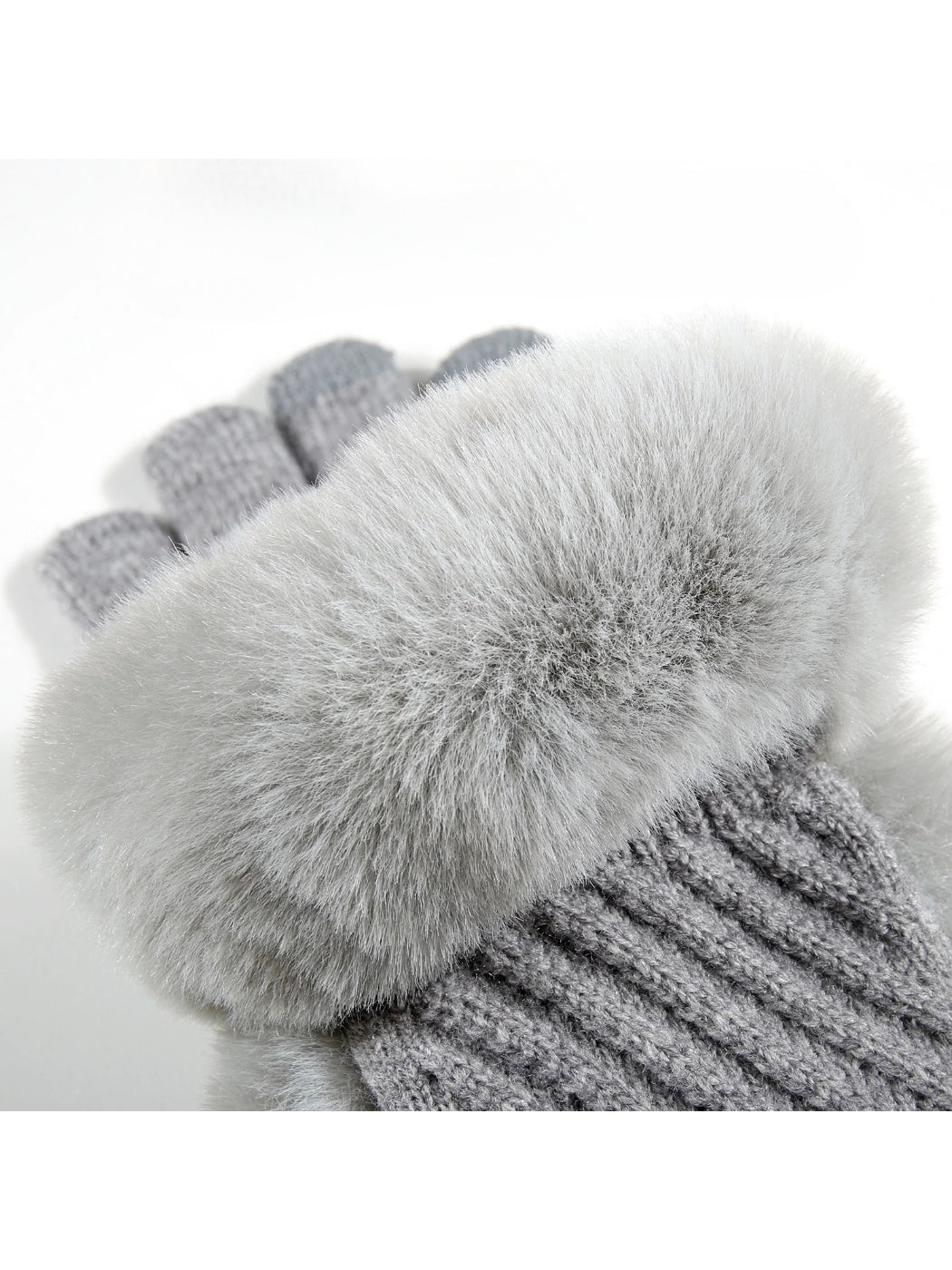 Gloving - Faux Fur Cuff Knit Winter Gloves
