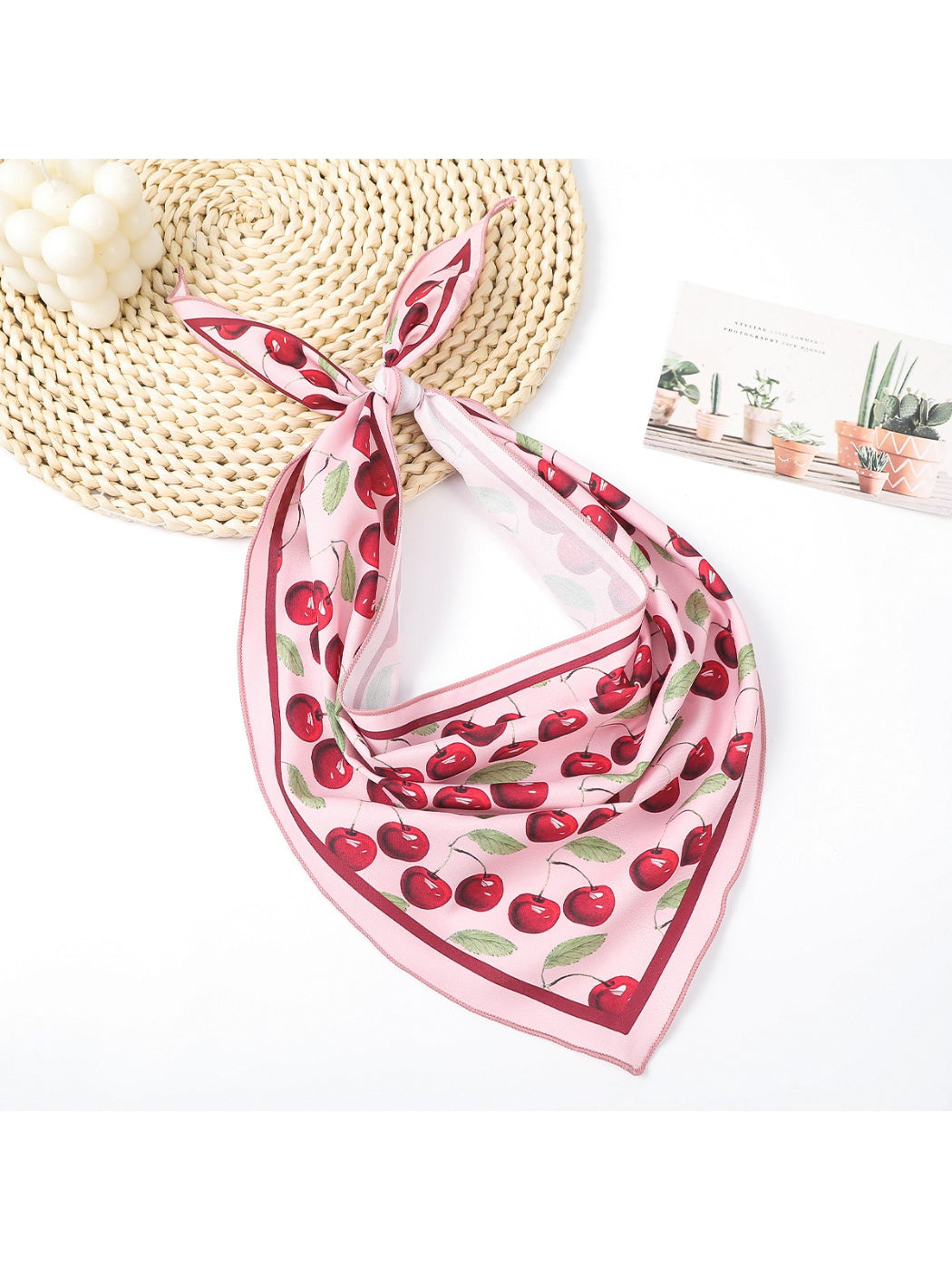 Scarvii Sweet Cherry Print Hair Wrap Scarf