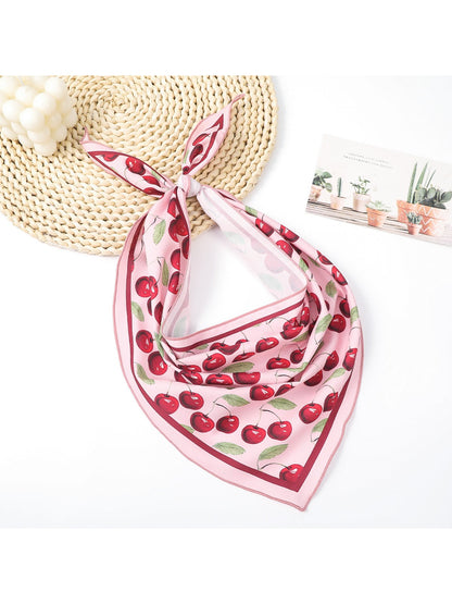 Scarvii Sweet Cherry Print Hair Wrap Scarf