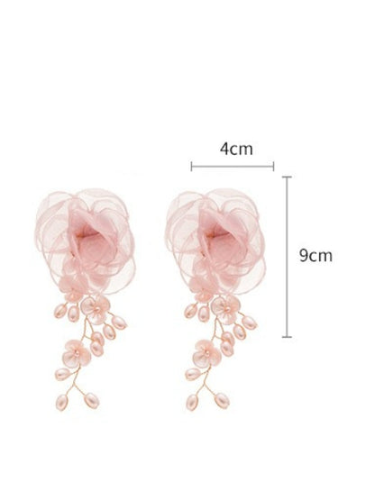 Earwish – Pearl Lace Blossom Tassel Earrings