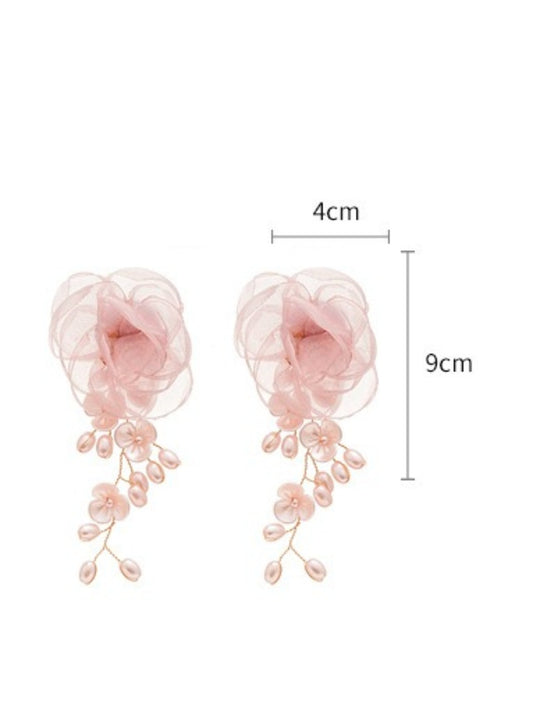Earwish – Pearl Lace Blossom Tassel Earrings