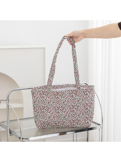 Cosbai - Bow and Floral Patterns Quilted Tote Bag
