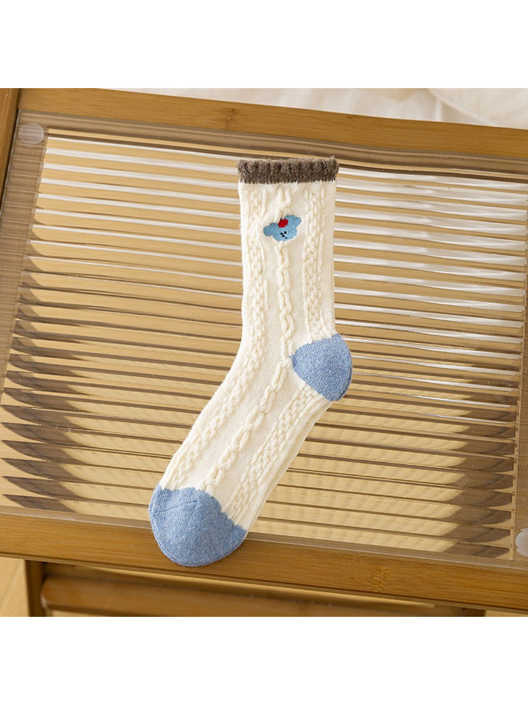 Rufia - Warm Patch Accent Cable Crew Socks
