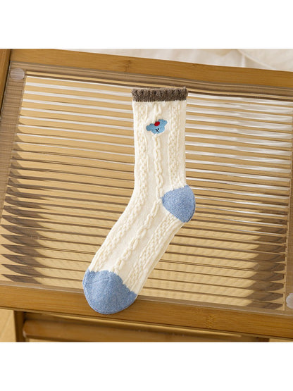 Rufia - Warm Patch Accent Cable Crew Socks
