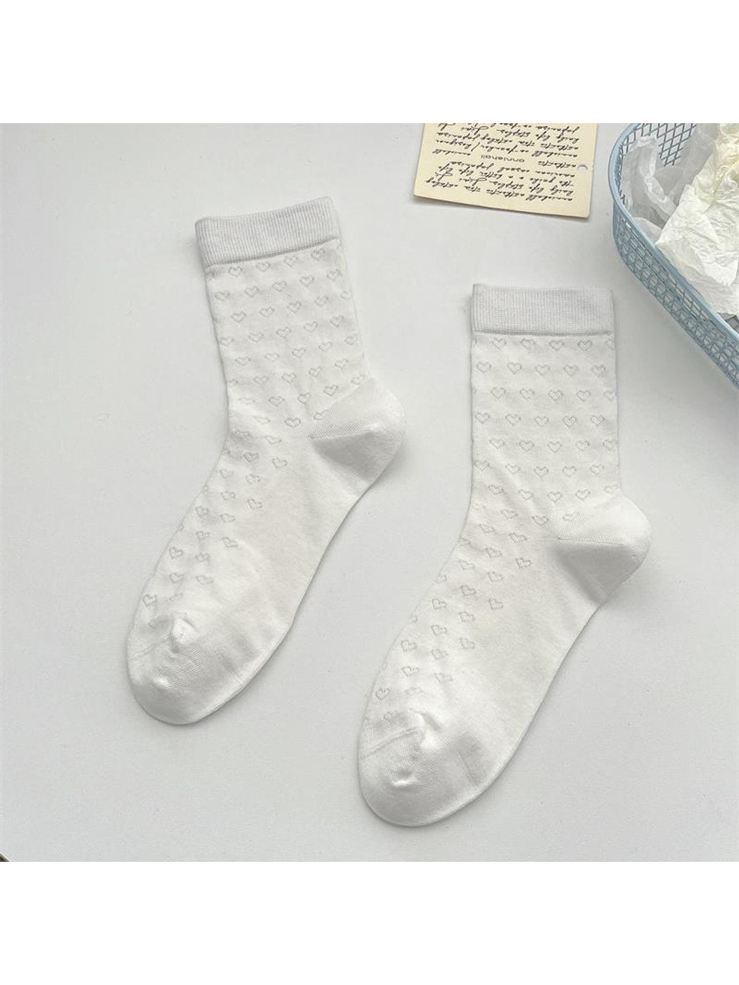 Rufia - Smple Pattern Ruffle Cuffs Crew Socks