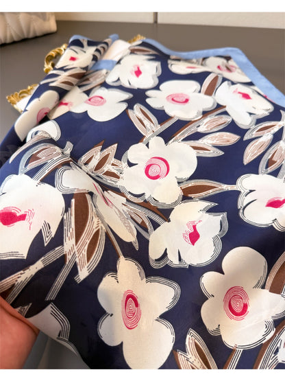 Scarvii - Floral Print Square Scarf