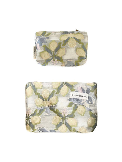 Cosbai - Floral Print Zippered Makeup Bag