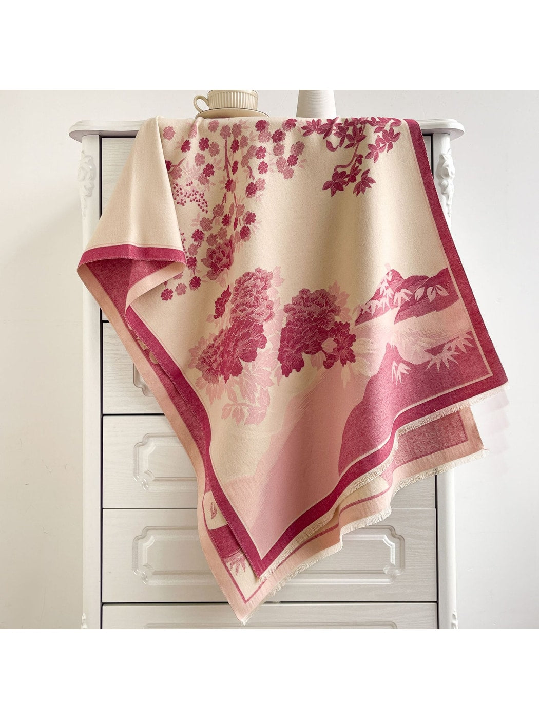 Scarvii - Landscape Floral Fringed Shawl