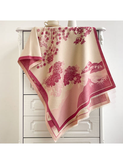 Scarvii - Landscape Floral Fringed Shawl