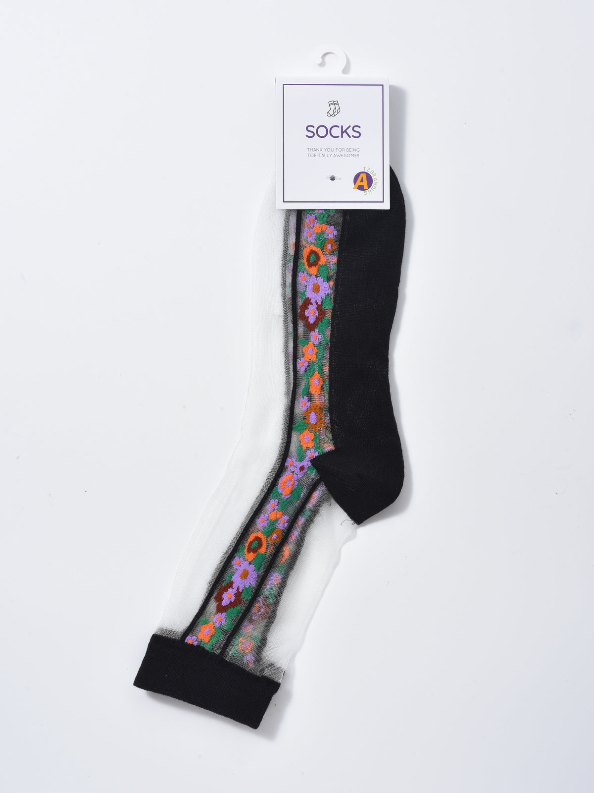 Rufia - Floral Panel Lightweight Sheer Socks