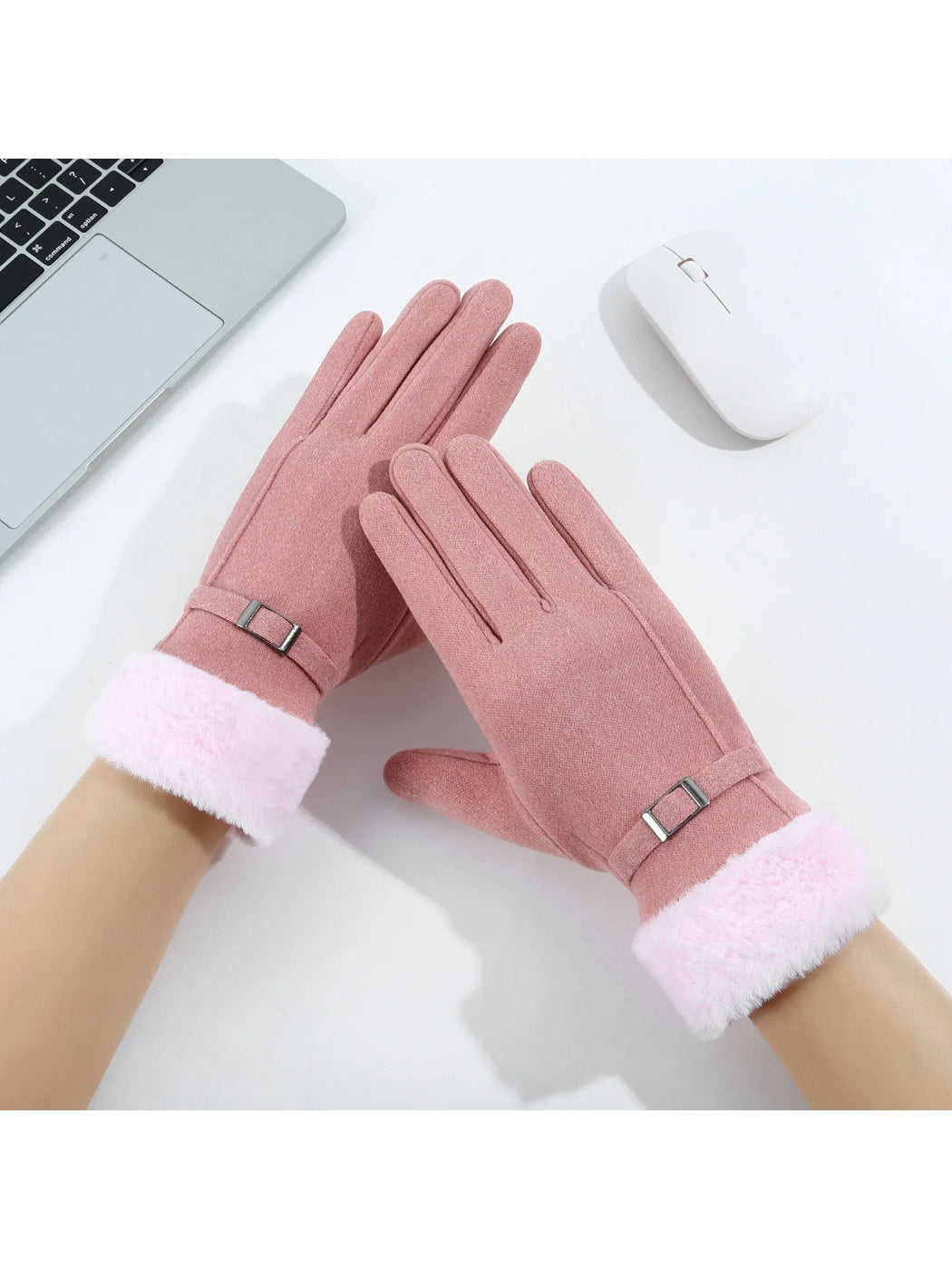 Gloving - Fuzzy Faux Fur Cuff Winter Gloves
