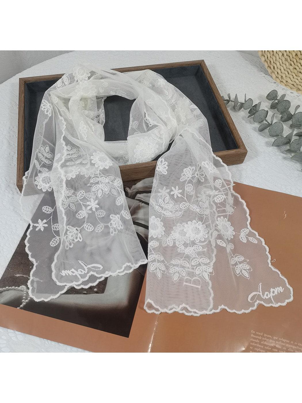Scarvii - Sweet Sunflower Sheer Embroidered Scarf