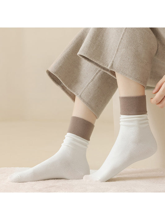 Rufia - Neutral Two-tone Color Block Crew Socks