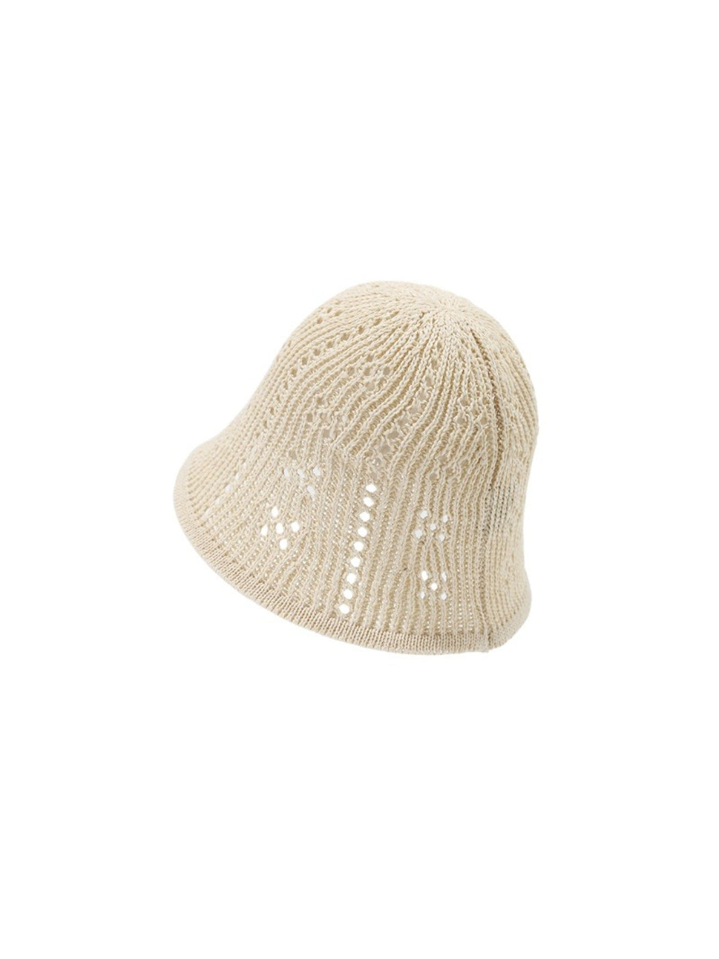Side view of Haila soft openwork knit casual bucket hat showing knit texture and shape