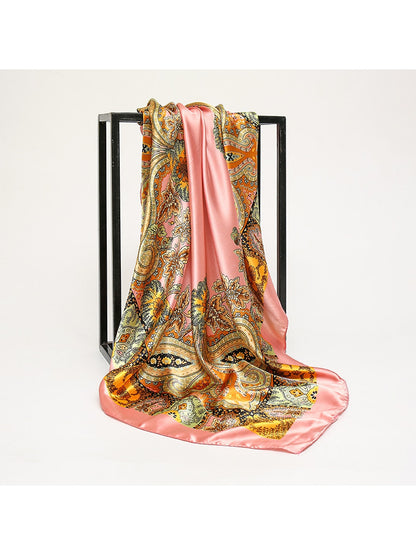Scarvii - Bright Floral Pattern Fashion Square Scarf