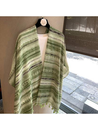 Scarvii - Bohemian Striped Tassel Shawl Scarf