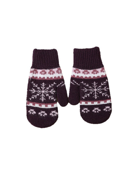 Gloving - Women's Snowflake Jacquard Knit Winter Mittens