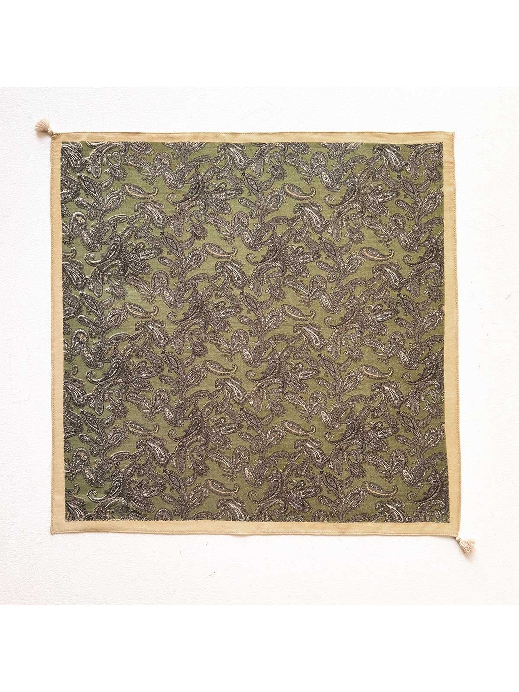 Scarvii - Bordered Paisley Pattern Fashion Square Scarf