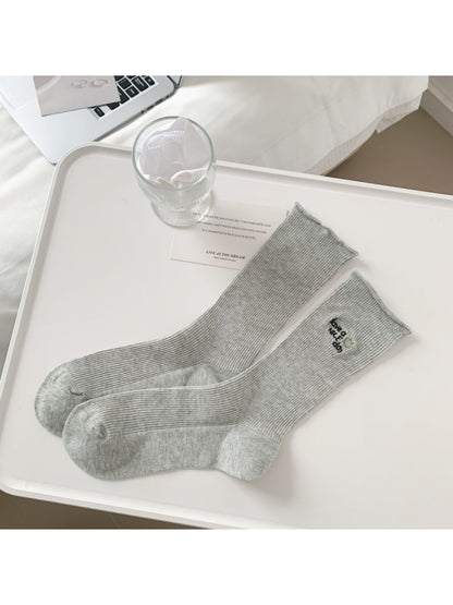 Rufia - Have a Nice Day Embroidered Crew Socks