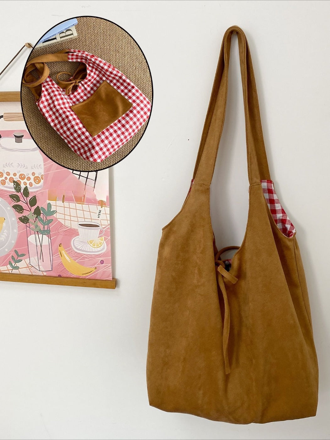 Cosbai – Retro Reversible Color-Block Tote Bag