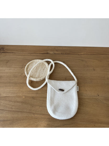 Cosbai - Rounded Knit Crossbody Bag with Button Flap