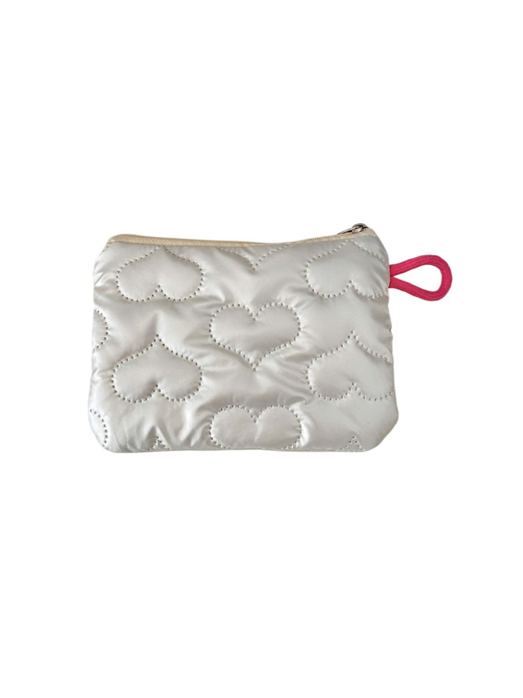 Cosbai - Silver & Pink Coin Purse with Heart Pattern