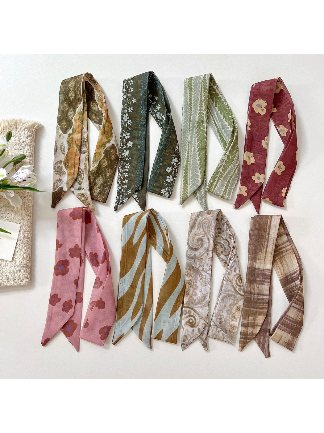 Scarvii - Elegant Vintage Printed Narrow Scarf