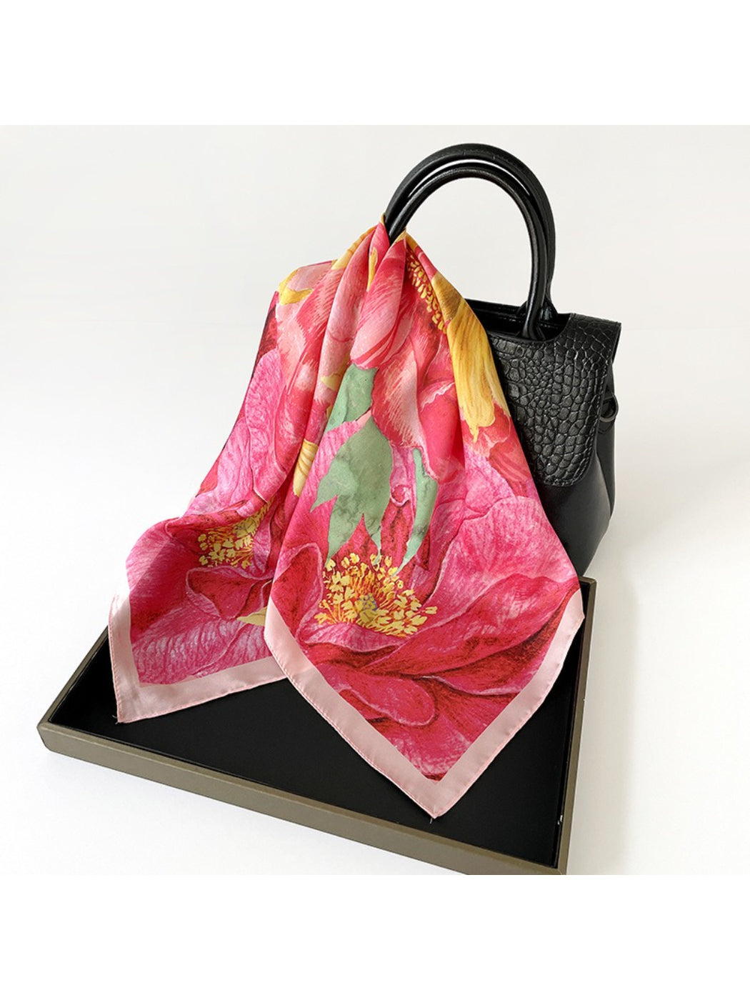 Scarvii - Bold Floral Print Square Scarf