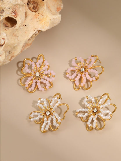 Earwish - Beaded Floral Drop Earrings