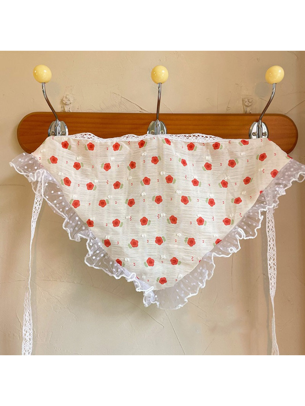 Scarvii Floral Strawberry Lace Trim Hair Scarf