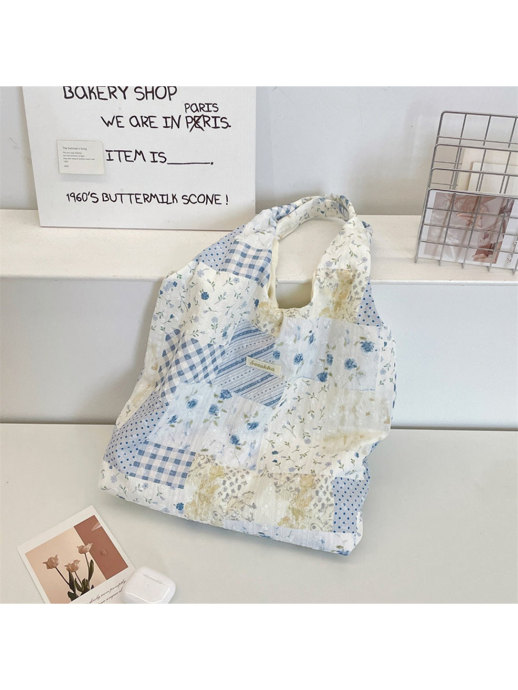 Cosbai tote bag open to display spacious interior with light-colored lining