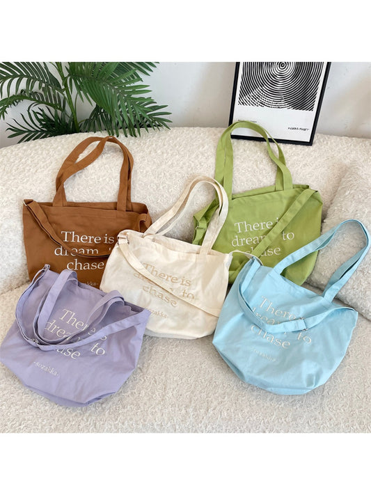 Cosbai - Korean Letter Canvas Tote Bag for Women