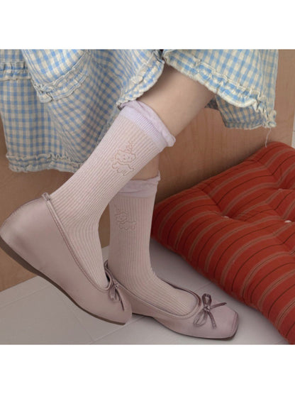 Rufia minimal animal crew socks displayed flat to show full design and length