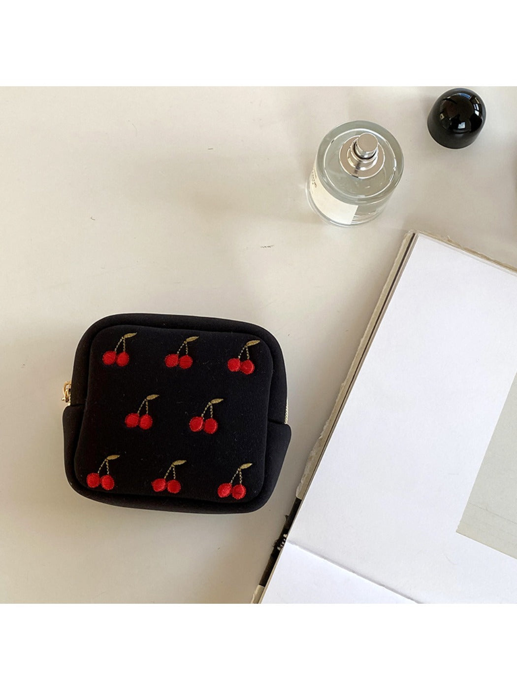 Cosbai - Compact Pouch with Cherry Print for Women