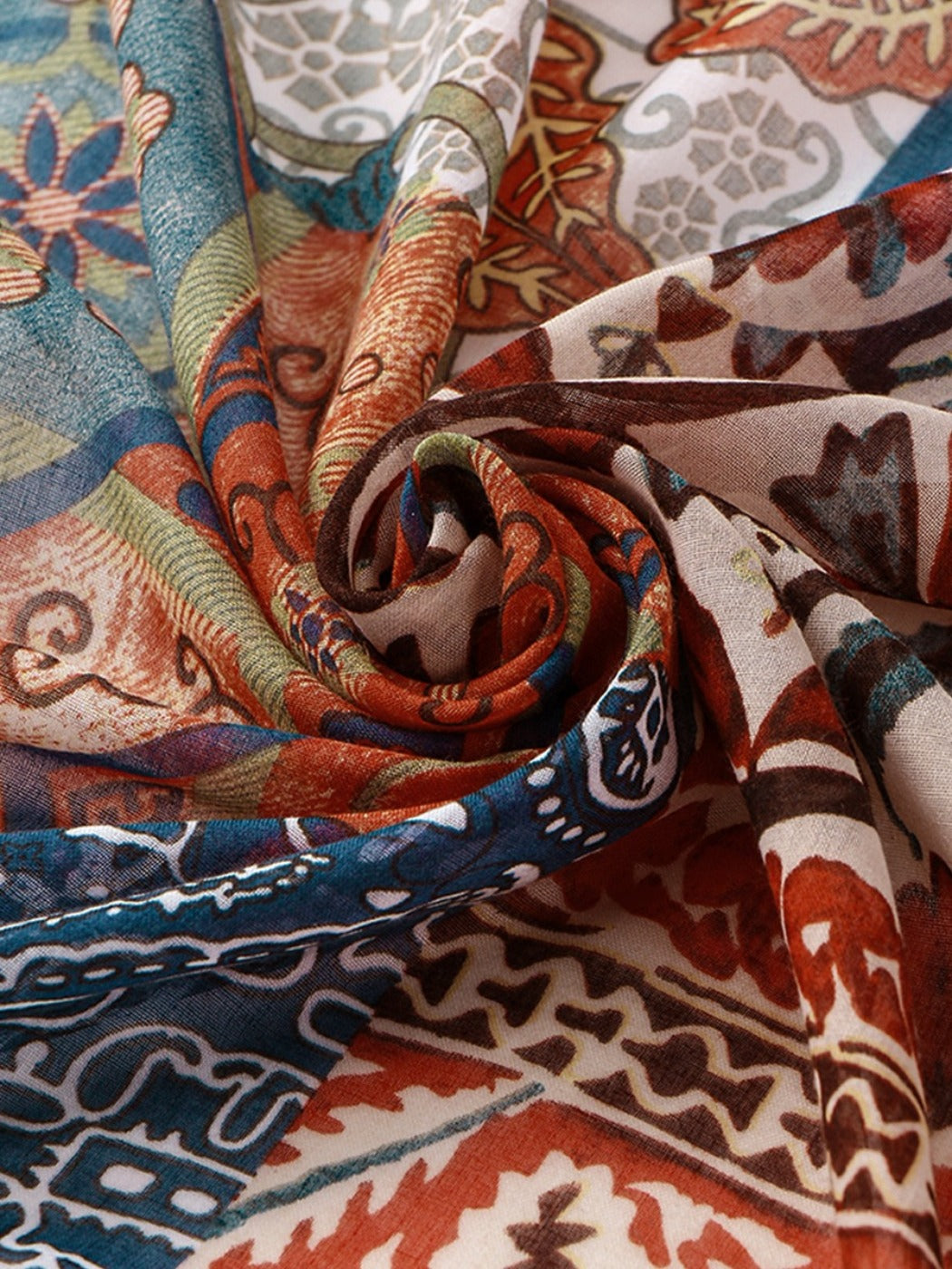 Scarvii - Ethnic Print Square Scarf & Shawl