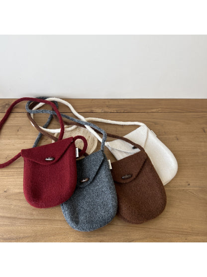 Cosbai - Rounded Knit Crossbody Bag with Button Flap