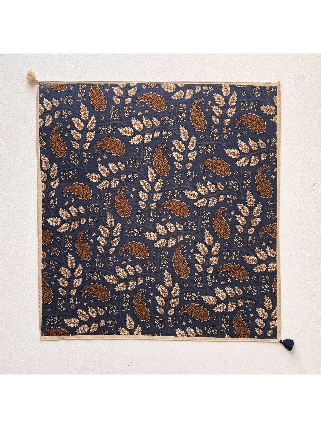 Scarvii - Rustic Floral Printed Tassel Square Scarf