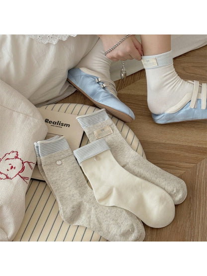 Rufia - Stripe Cuff Foldover Crew Socks