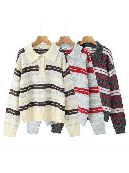 Crosa - Women S Fall Striped Knit Set Sweater