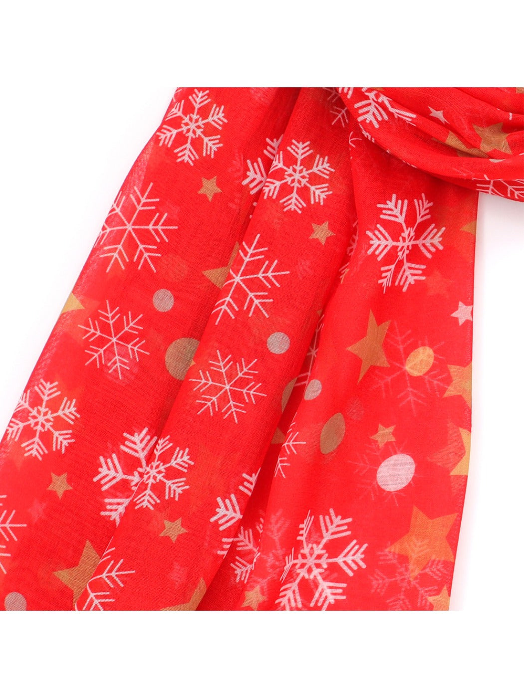 Scarvii - Red Scarf with Christmas Snowflake Print