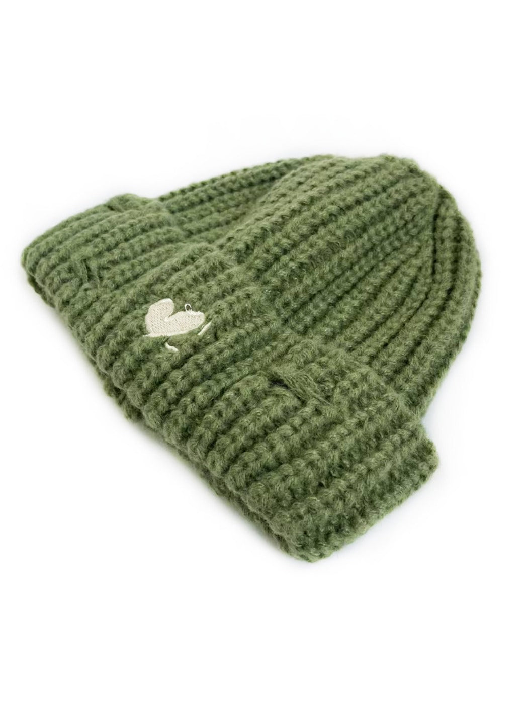 Haila - Vintage Knitted Beanie with Heart Embroidered