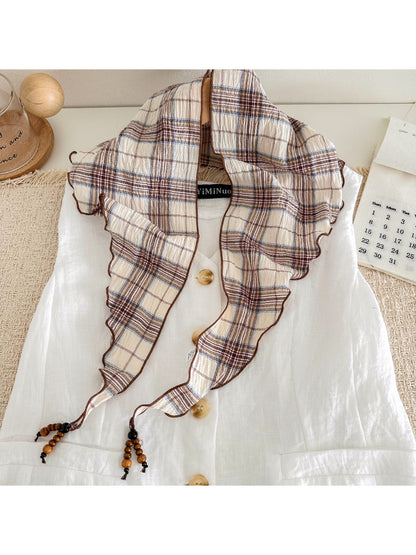 Scarvii - Plaid Beaded Tie Scarf