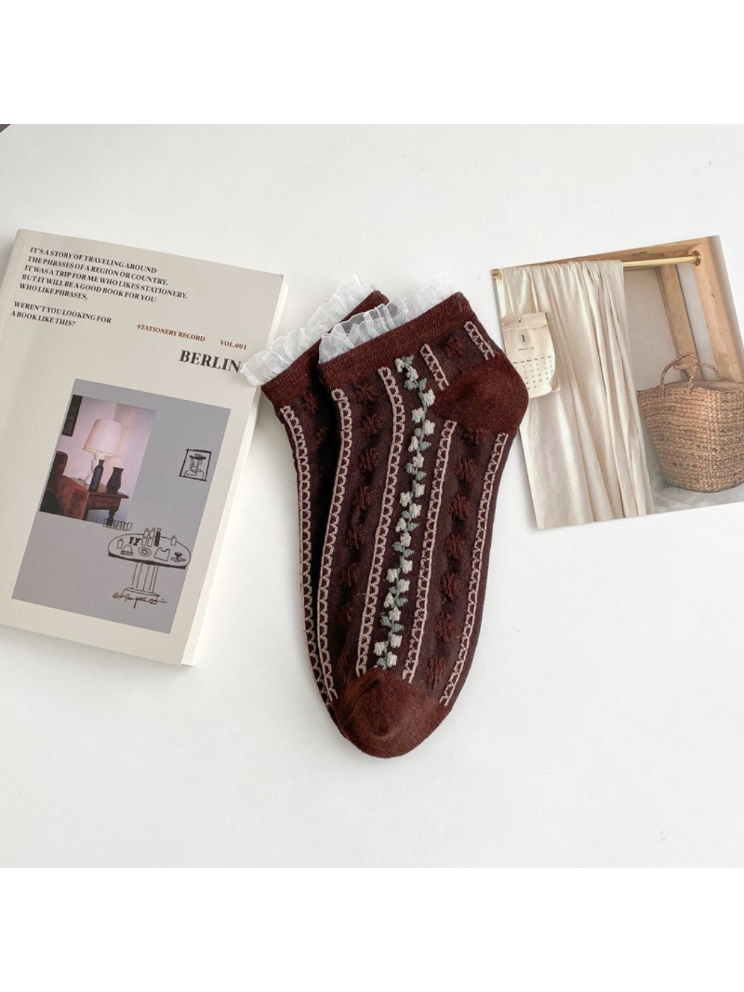 Rufia - Ruffle Ribbed Stripe Ankle Socks product image 6