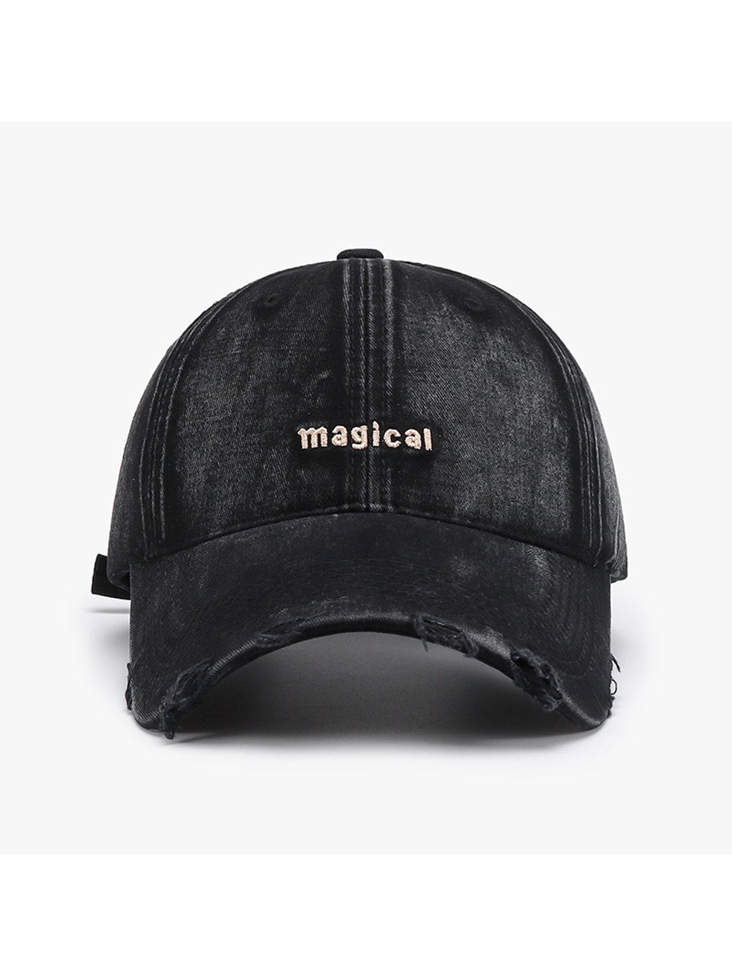 Haila - Embroidered Distressed Curved Brim Baseball Cap