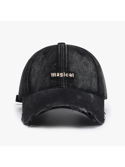 Haila - Embroidered Distressed Curved Brim Baseball Cap