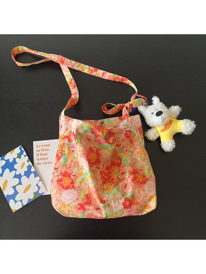 Back view of Cosbai Painterly Bloom shoulder bag highlighting smooth finish