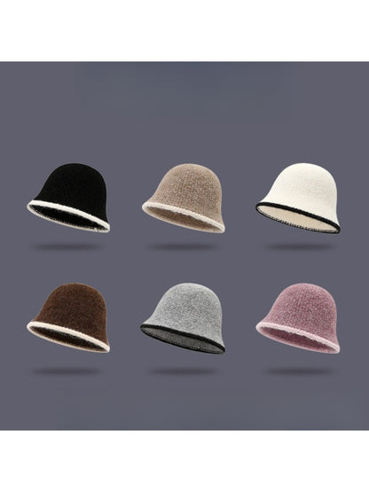 Haila - Color-Block Knitted Bucket Hat for Women